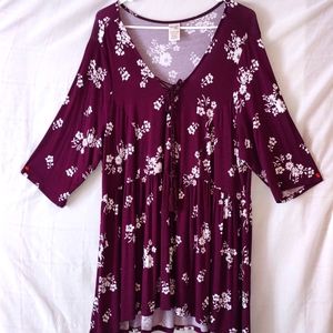 Violet-Maroon Boho Blouse, Sz 18, NWOT